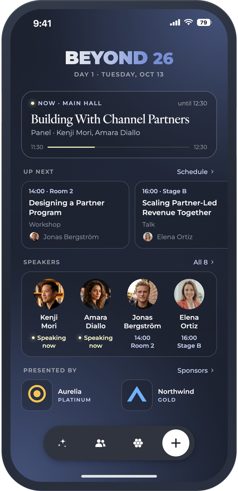 Mētan on arrival at BEYOND 26: the whole app becomes the event, with the live session, up next, speakers and sponsors